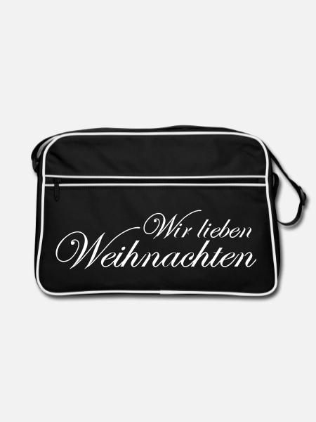 Wir lieben Weihnachten - Retro Tasche - Schwarz/Weiß
