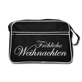 Fröhliche Weihnachten - Retro Tasche - Schwarz/Weiß - Vorne