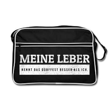 SARKASMUS - Die Leber kennt das Dorffest besser. - Retro Tasche - Schwarz/Weiß - Vorne
