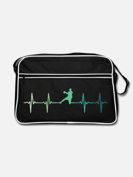 Handball heartbeat handball - Retro Bag - black/white - Front