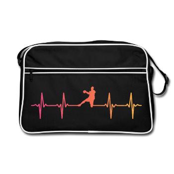 Handball Sunset battement de coeur handballer - Sac Retro - noir/blanc - Devant