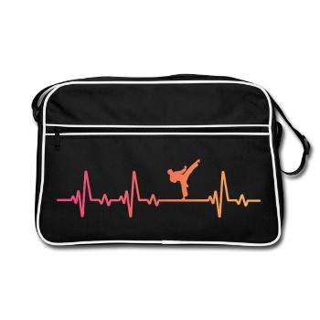 taekwondo sunset battement de cœur de taekwondo - Sac Retro - noir/blanc - Devant