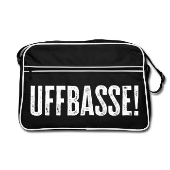 Uffbasse - Aufpassen Dialekt badisch deutsch - Retro Tasche - Schwarz/Weiß - Vorne