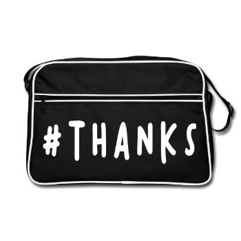MERCI. THANKS. THANK YOU. ANNIVERSAIRE. NAISSANCE. - Sac Retro - noir/blanc - Devant