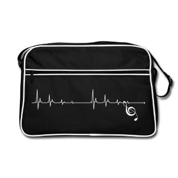 Heartbeat Treble Clef Rhythm - Retro Bag - black/white - Front