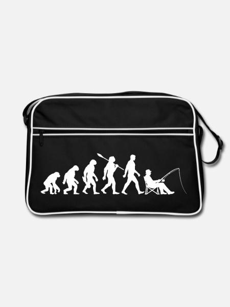 Evolution - Angler, Fishing Gift - Retro Bag - black/white - Front