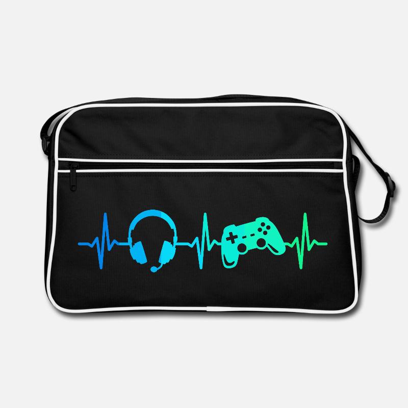 Gamer Heartbeat Gaming Controller Gamepad Headset Retro Bag