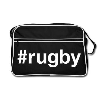 Rugby Hashtag - Retro Tasche - Schwarz/Weiß - Vorne