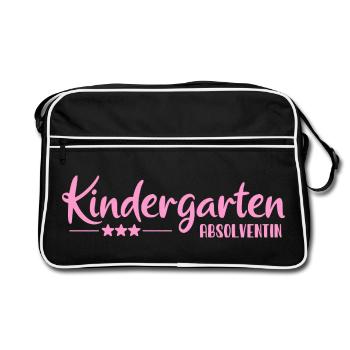 Kindergarten Absolventin - Einschulung - Kita - Retro Tasche - Schwarz/Weiß - Vorne