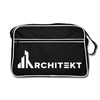 Architekt Linienkunst Shirt - Retro Tasche - Schwarz/Weiß - Vorne