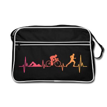 Triathlon Sunset battement de coeur triathlete   - Sac Retro - noir/blanc - Devant
