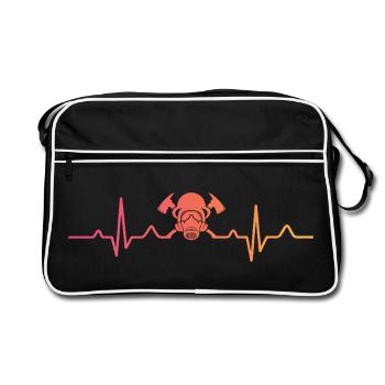 Firefighter Sunset Heartbeat Firefighter - Retro Bag - black/white - Front
