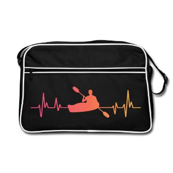 Canoeist Kayak Sunset Heartbeat Canoe - Retro Bag - black/white - Front