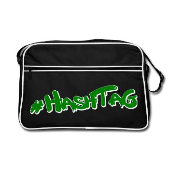 Hashtag Cannabis - Retro Tasche - Schwarz/Weiß - Vorne