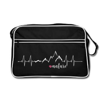 Love Nature Mountains Heart Rate ECG - Conception graphique - Sac Retro - noir/blanc - Devant