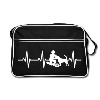 Veterinary Stick Figure Heart Line - Retro Bag - black/white - Front