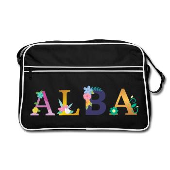 ALBA name decorated with flowers - Retro Bag - black/white - Front