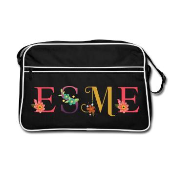 Nom ESME fleuri - Sac Retro - noir/blanc - Devant