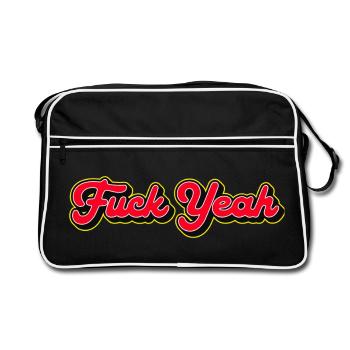 Fuck Yeah 3D Red Script - Retro Bag - black/white - Front