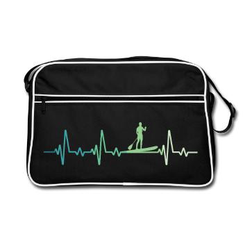 Stand up paddle heartbeat - Retro Bag - black/white - Front