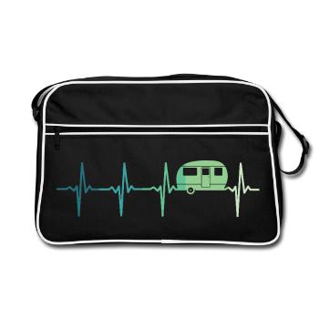 Caravan heartbeat camping caravaning - Retro Bag - black/white - Front
