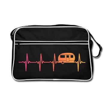 caravane sunset battement de coeur camping caravan - Sac Retro - noir/blanc - Devant