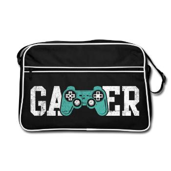 Gamer Glyphs Controller T-Shirt - Retro Tasche - Schwarz/Weiß - Vorne