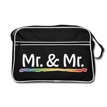 Mariage gay de M. et M. arc-en-ciel - Sac Retro - noir/blanc - Devant
