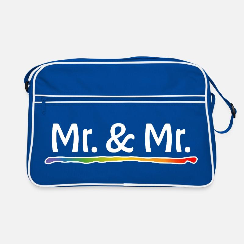 Regenbogen Mr and Mr schwule Hochzeit Retro Tasche