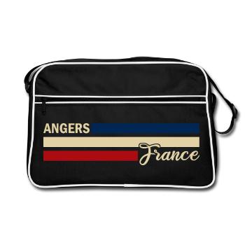 France - Angers - France - Flag - Stripes - Retro Bag - black/white - Front