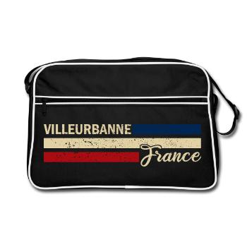 France - Villeurbanne - France - Drapeau - Sac Retro - noir/blanc - Devant
