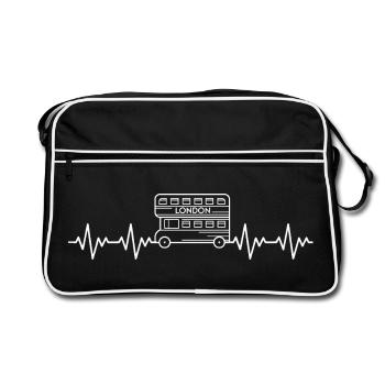 Battement de cœur de l’ECG du bus London Doppedecker - Sac Retro - noir/blanc - Devant
