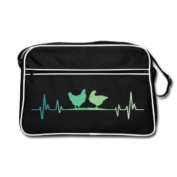 Poule battement de cœur des poules - Sac Retro - noir/blanc - Devant