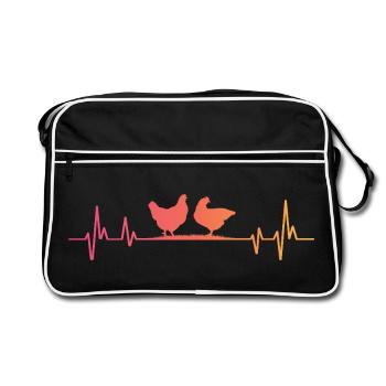 Poule Sunset battement de cœur des poules - Sac Retro - noir/blanc - Devant