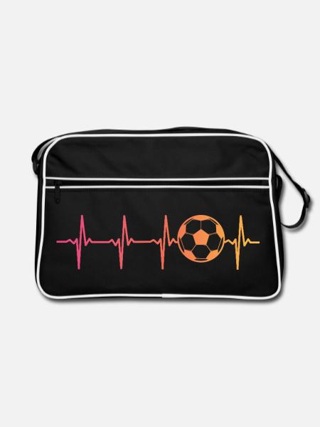 Fußball Herzschlag Fussball Fußballer - Retro Tasche - Schwarz/Weiß