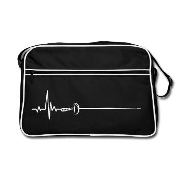 Epee Heartbeat Fencing Sport Gift - Retro Bag - black/white - Front
