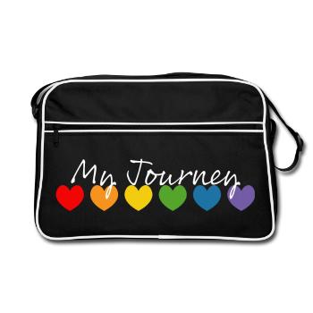 Cœur arc-en-ciel mon voyage blanc - Sac Retro - noir/blanc - Devant