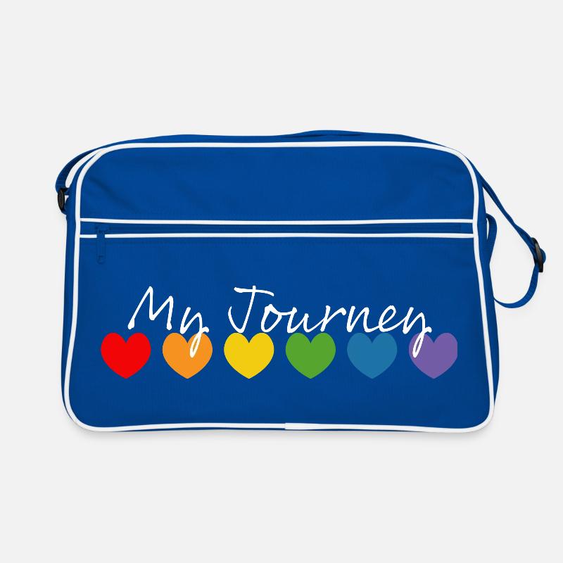 Regenbogenherzchen my journey weiss Retro Tasche