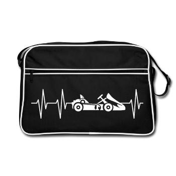 Gokart Heartbeat - Pouls du pilote de course - Sac Retro - noir/blanc - Devant