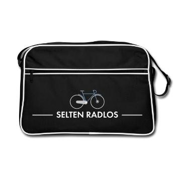 selten radlos fahrrad spruch geschenk radfahren - Retro Tasche - Schwarz/Weiß - Vorne