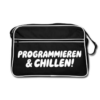 Programming & Chill – Large block font - Retro Bag - black/white - Front
