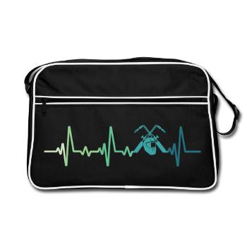 welder heartbeat welding - Retro Bag - black/white - Front