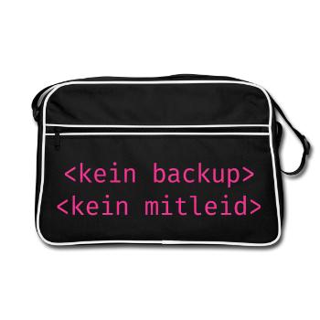 No Backup No Mercy - Kein Backup Kein Mitleid - Retro Tasche - Schwarz/Weiß - Vorne