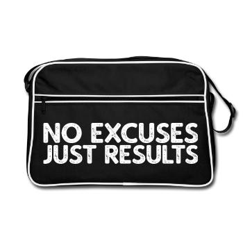 Pas d’excuses, juste des résultats - Sac Retro - noir/blanc - Devant
