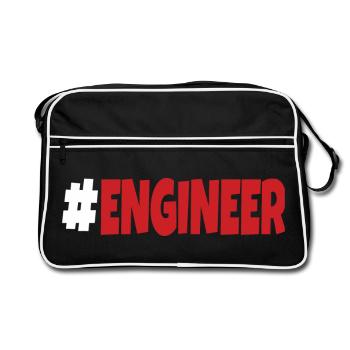 #engineer blanc et rouge - Sac Retro - noir/blanc - Devant