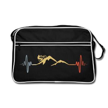 Mountainbikefahrer Herzschlag - Retro Tasche - Schwarz/Weiß - Vorne