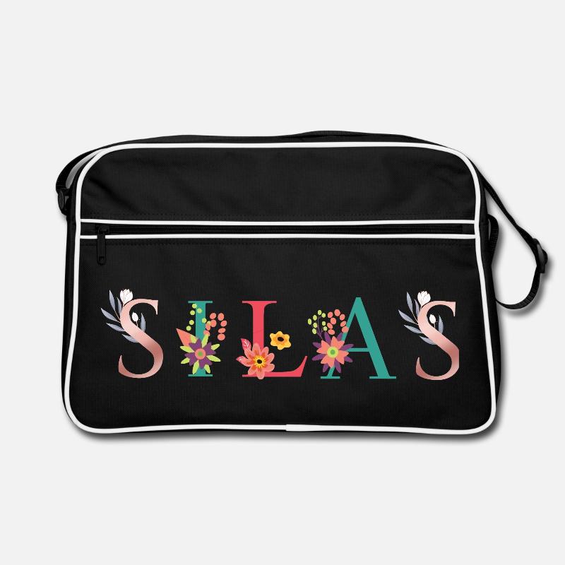 SILAS Name Art avec fleurs brodées Sac Retro