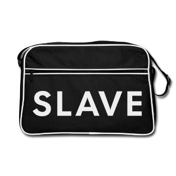 SLAVE Bold White Typography Design-BDSM Lifestyle - Retro Bag - black/white - Front