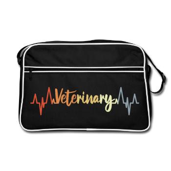 Retro Veterinary Heart Line - Retro Bag - black/white - Front