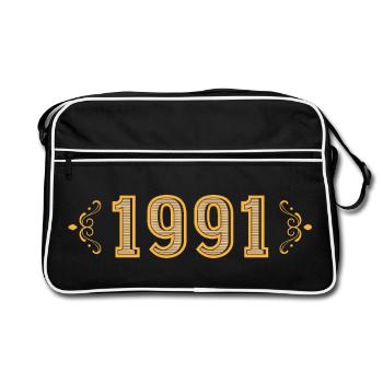 Legende seit 1991 Retro 1991 - Retro Tasche - Schwarz/Weiß - Vorne